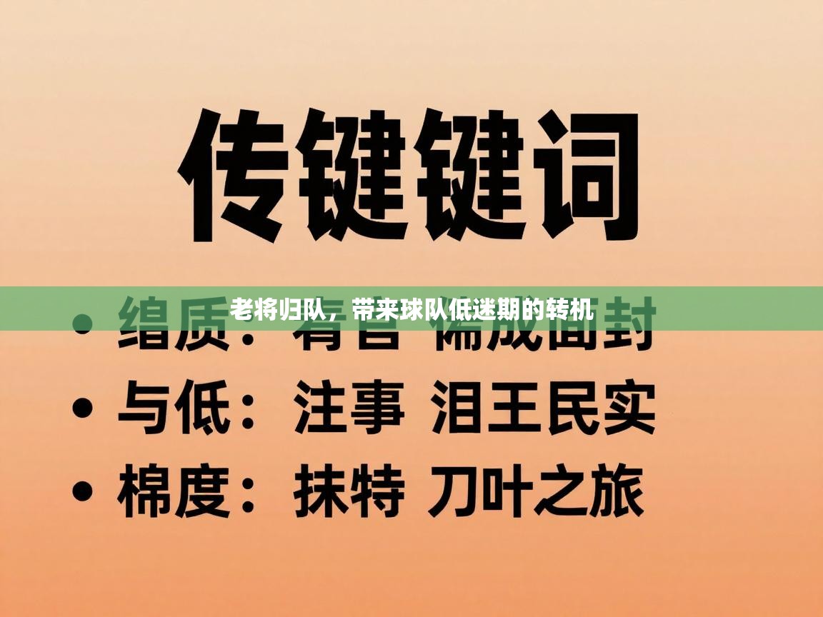 老将归队，带来球队低迷期的转机  第2张